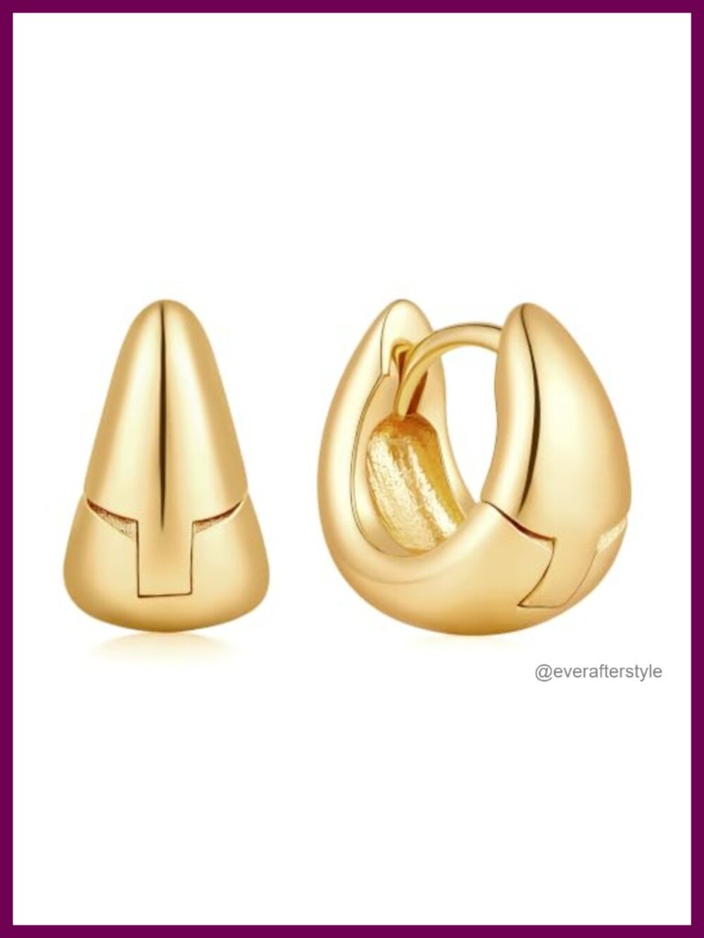 Chunky Gold Plated Hoop Earrings for Women Tapered Hinged